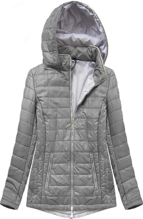 PIKOWANA KURTKA Z KAPTUREM SZARA (B2621)