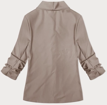 Cienka marynarka z marszczonymi rękawami mocca (22-356)