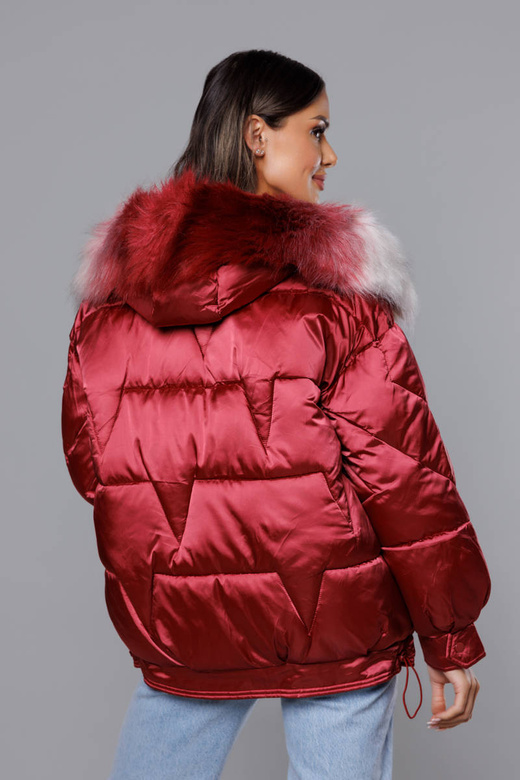 Krótka kurtka oversize bordowa (H-1109-25)