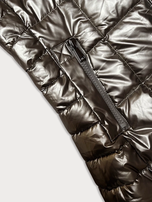 Metaliczna kurtka damska z kapturem J Style stare złoto (16M9120-403)