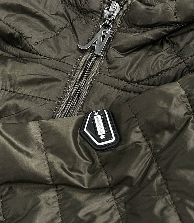 PIKOWANA KURTKA DAMSKA Z KAPTUREM KHAKI (Q359#)