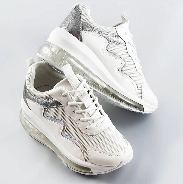 Buty sportowe damskie z transparentną podeszwą białe (ym-148)