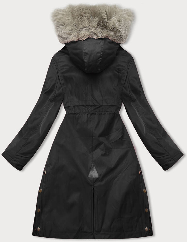Damska parka z futerkiem czarna (5M3180-392)
