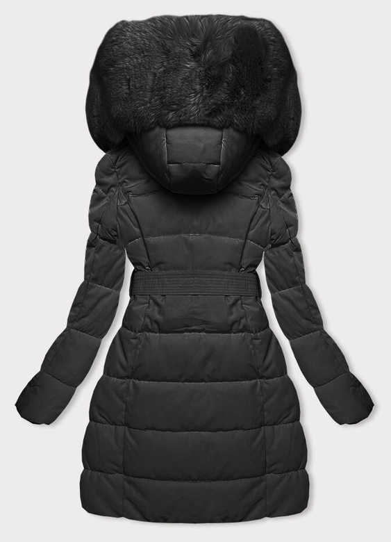 Zimowa kurtka damska z futrem czarna (2M-008)