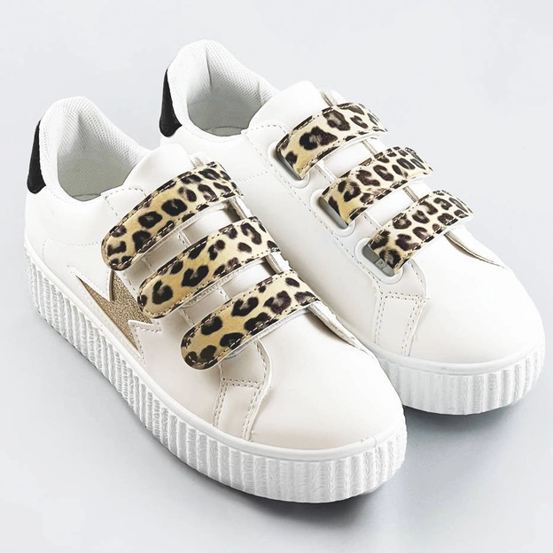 Sportowe buty damskie na rzepy białe (m-973)