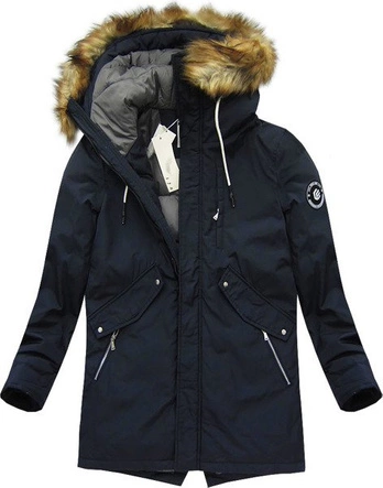 PARKA ZIMOWA Z PUCHEM NATURALNYM GRANATOWA (5016)