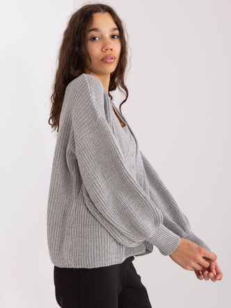 Dwuczęściowy komplet top + sweter szary (8019)