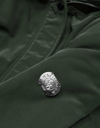 Zimowa parka damska na futrze zielona (m21312)