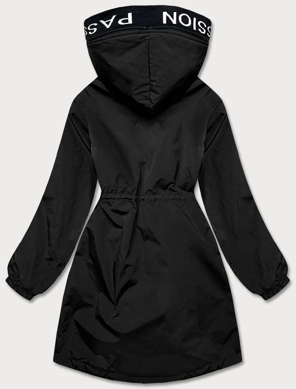 Asymetryczna damska parka czarna (b8001-1)