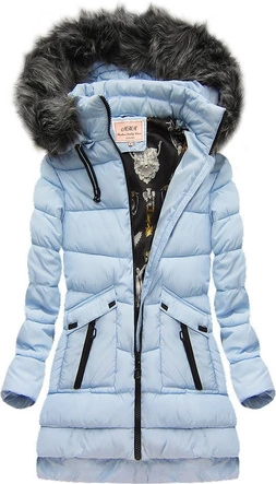 PIKOWANA KURTKA Z KAPTUREM BŁĘKITNA (W522)