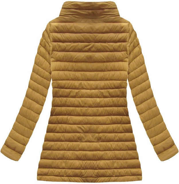 PIKOWANA KURTKA Z KAPTUREM MUSZTARDOWA (7473-PLUS)