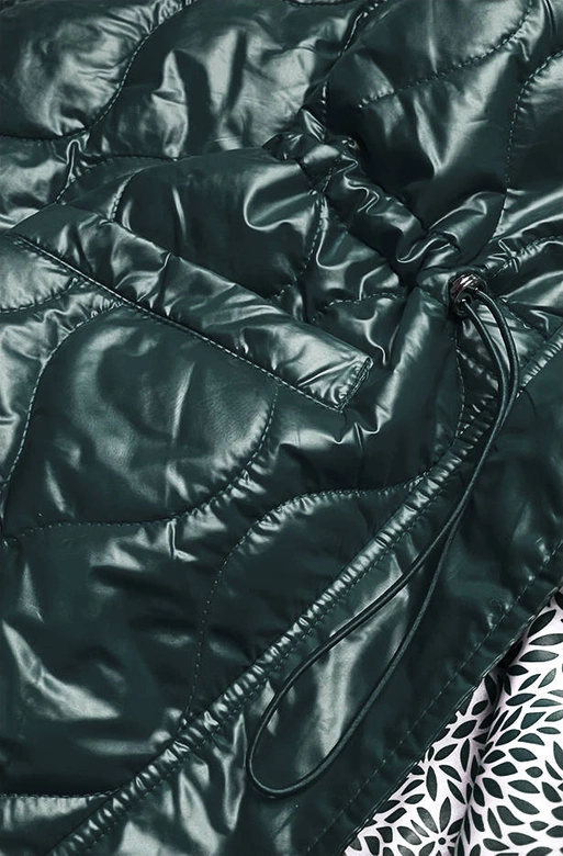 Kurtka damska z ozdobną podszewką ciemnozielona (bh2182)