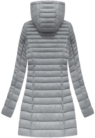 DŁUŻSZA PIKOWANA KURTKA Z KAPTUREM SZARA (7240)