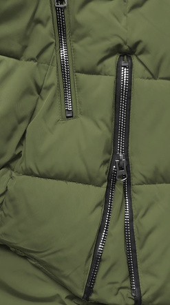 PIKOWANA KURTKA Z KAPTUREM KHAKI (X857X)