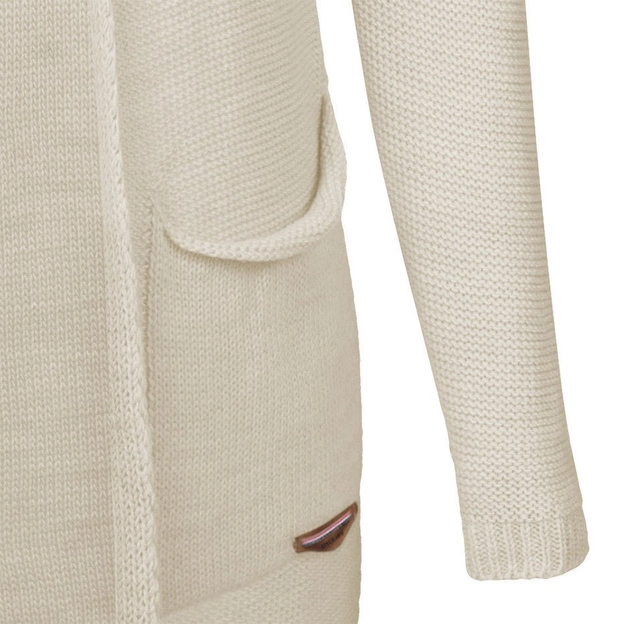 DŁUGI SWETER Z KAPTUREM I KIESZENIAMI BEŻOWY (114ART)