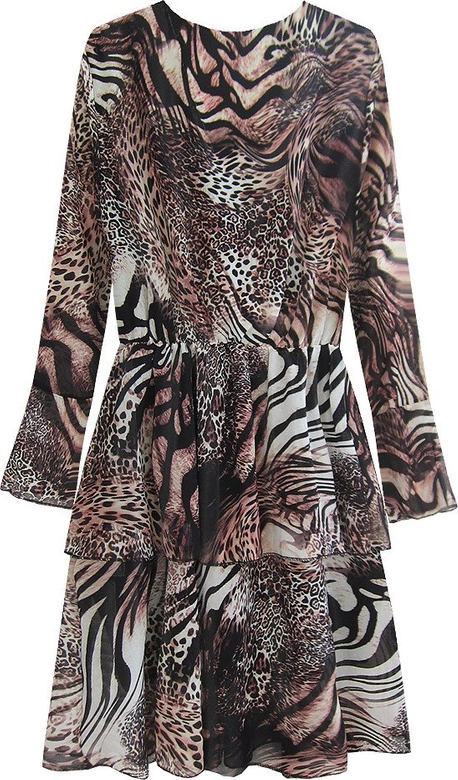 Sukienka z kopertowym dekoltem brązowa (454/5ART)