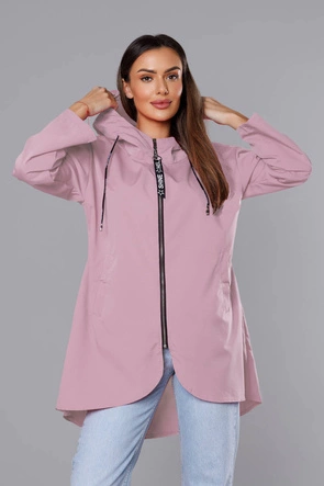 Cienka asymetryczna narzutka damska brudny róż (B8117-81)