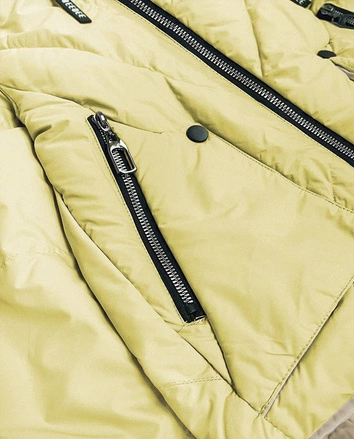 Krótka asymetryczna kurtka damska żółta (0955#)