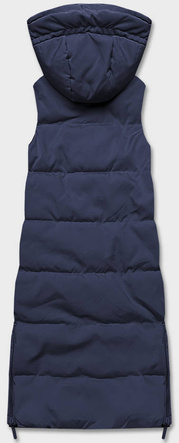 Długa kamizelka damska dwustronna granat-khaki (B8137-3)