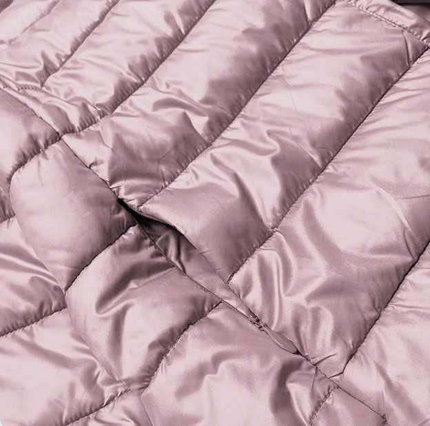 Krótka kurtka damska z dzianinowymi ściągaczami różowa (P22/P3-6636/P3-6023-52)