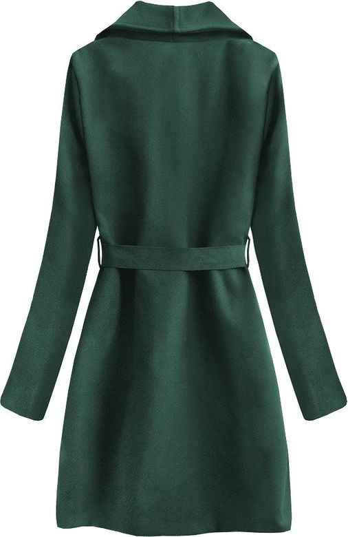 WIĄZANY PŁASZCZ Z KOŁNIERZEM ZIELONY (534ART)