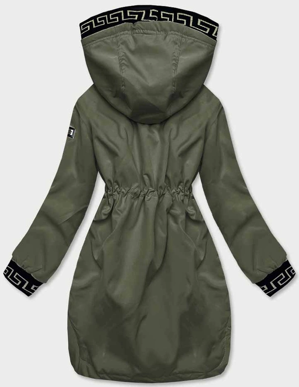 Kurtka damska z ozdobną lamówką khaki (B8139-11)