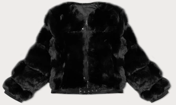 Krótka kurtka futrzana damska J Style czarna (11Z8080)