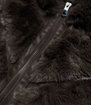 DAMSKA KURTKA SKÓRZANA Z FUTREM CZARNA (B9735-1)