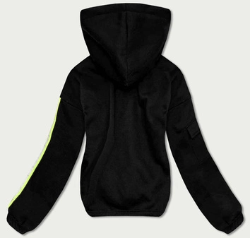 Krótka bawełniana bluza dresowa damska czarna (26031)