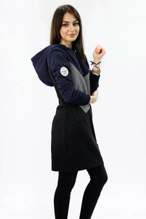 DŁUGA BLUZA Z KAPTUREM GRANATOWO-SZARA (AMG-737)