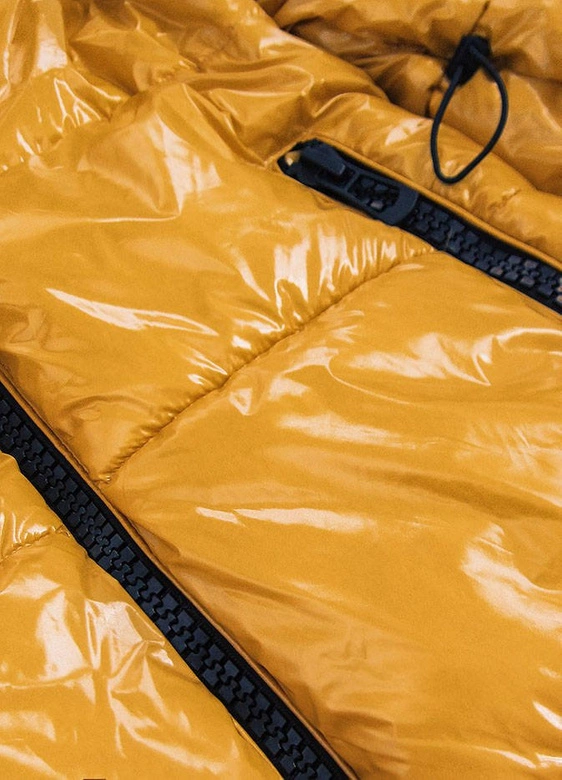 DAMSKA BŁYSZCZĄCA KURTKA ZIMOWA ŻÓŁTA (631ART)