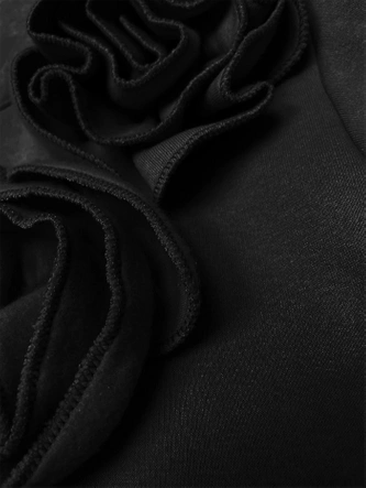 Dzianinowa bluza z różami czarna (16023)