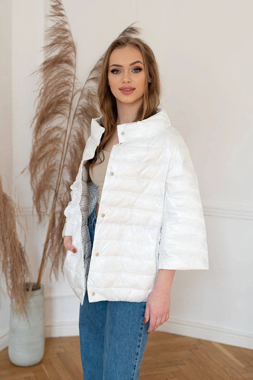 DWUSTRONNA KURTKA DAMSKA Z RĘKAWEM 3/4 NIEBIESKA (6103)