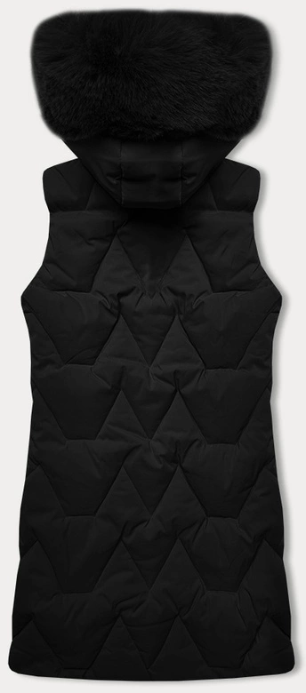 Bezrękawnik damski z futerkiem przy kapturze J Style czarny (16M9172-392)