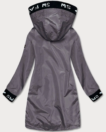 Cienka kurtka damska z ozdobną lamówką ciemny szary (B8145-9)