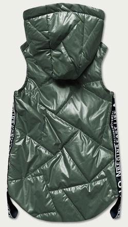 Bezrękawnik damski z ozdobnymi taśmami zielony (b8011-10)