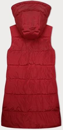 Dwustronny bezrękawnik damski z kapturem S'West czerwony/beż (B8221-4)