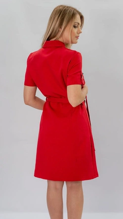 SUKIENKA Z KOŁNIERZYKIEM TYPU SZMIZJERKA CZERWONA (431ART)