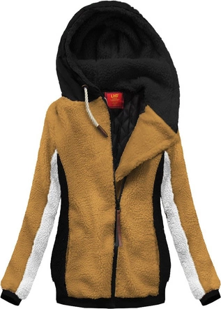 CIEPŁA BLUZA Z KAPTUREM MUSZTARDOWA (657A)