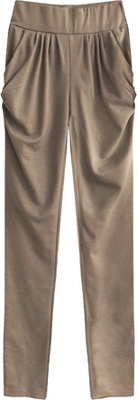 DŁUGIE SPODNIE Z MARSZCZENIAMI KAKAOWE (2220)