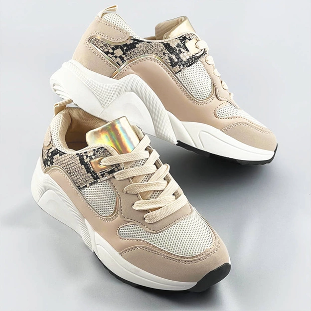 Sportowe buty damskie beżowe (6348)