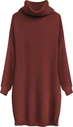 SWETERKOWA SUKIENKA OVERSIZE CEGLANA (473ART)