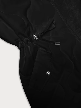 Damska pikowana kurtka zimowa na futerku Ann Gissy czarna (AG1-3091)