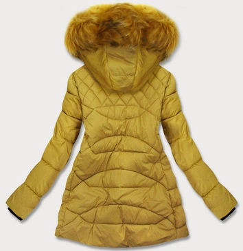 KURTKA ZIMOWA DAMSKA Z KAPTUREM MUSZTARDOWA (808-2)