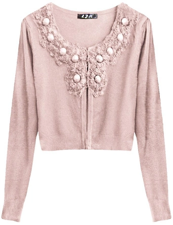 KRÓTKI SWETEREK ZE ZDOBIENIAMI PUDROWY RÓŻ (1523)