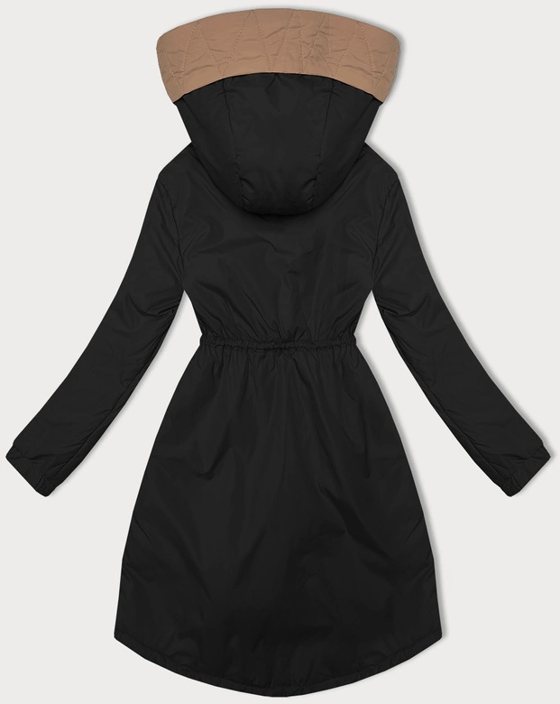 Kurtka damska ze ściągaczem w talii S'West czarna (B8352-1)