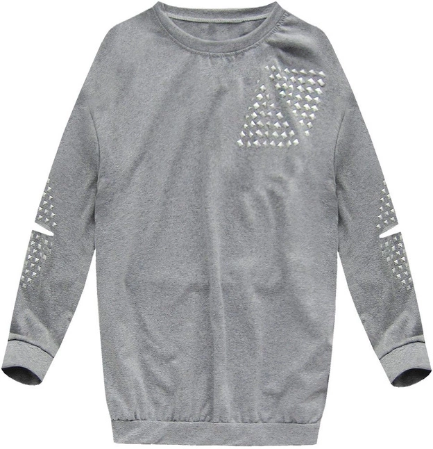 KOMPLET DRESOWY Z NITAMI I ROZCIĘCIAMI SZARY (76ART)