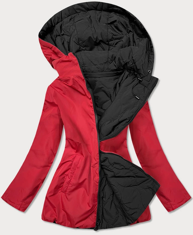 Pikowana kurtka dwustronna damska czarno-czerwona (mhm-w589)