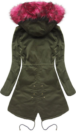 BAWEŁNIANA PARKA ZIMOWA KHAKI-BORDOWA (L111)