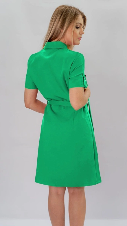 SUKIENKA Z KOŁNIERZYKIEM TYPU SZMIZJERKA ZIELONA (431ART)